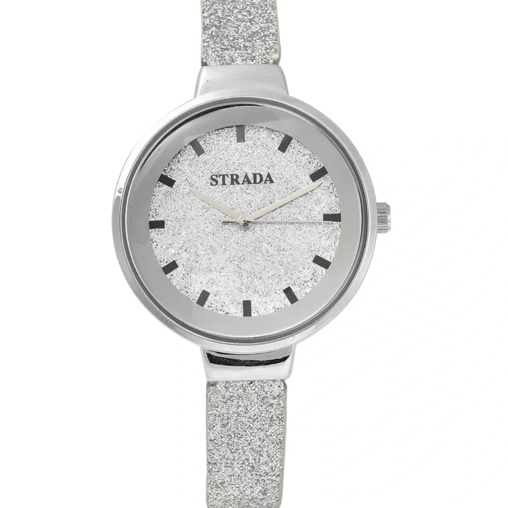 Silver Stardust Watch with Faux Leather Strap